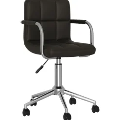 vidaXL Silla de oficina giratoria de cuero sintético Negro Clearance