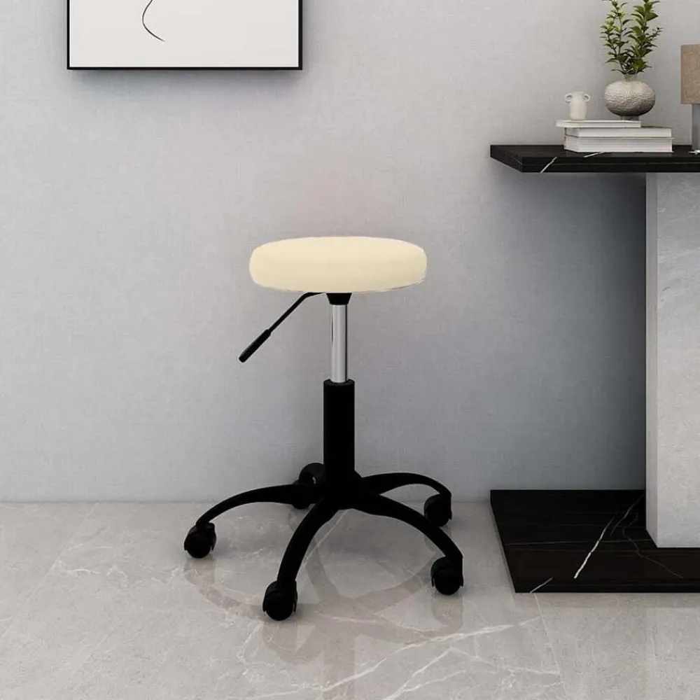 vidaXL Silla de oficina giratoria de terciopelo Crema New