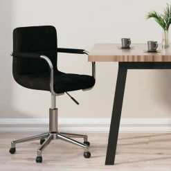 vidaXL Mobiliario De Oficina-Silla de oficina giratoria de tela negra