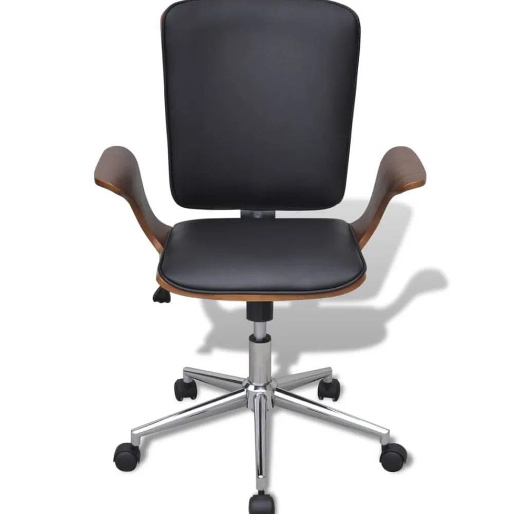 vidaXL Mobiliario De Oficina-Silla de oficina giratoria madera curvada y cuero artificial