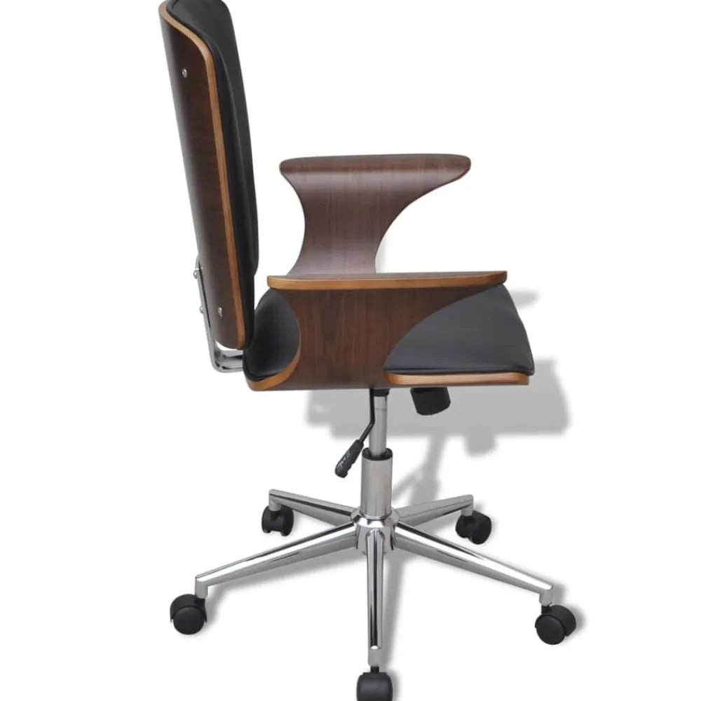 vidaXL Mobiliario De Oficina-Silla de oficina giratoria madera curvada y cuero artificial