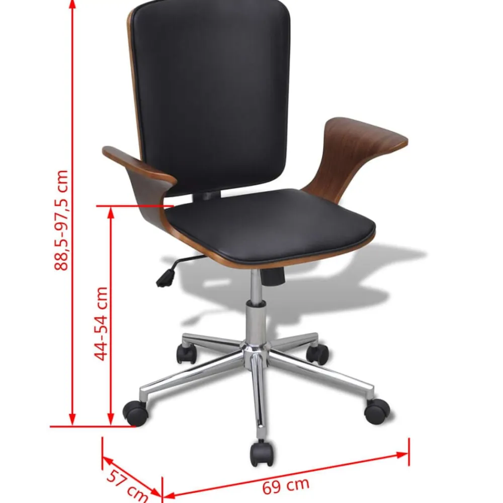 vidaXL Mobiliario De Oficina-Silla de oficina giratoria madera curvada y cuero artificial