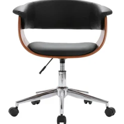 vidaXL Mobiliario De Oficina-Silla de oficina giratoria madera curvada cuero sintético negro