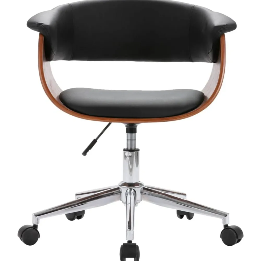 vidaXL Mobiliario De Oficina-Silla de oficina giratoria madera curvada cuero sintético negro
