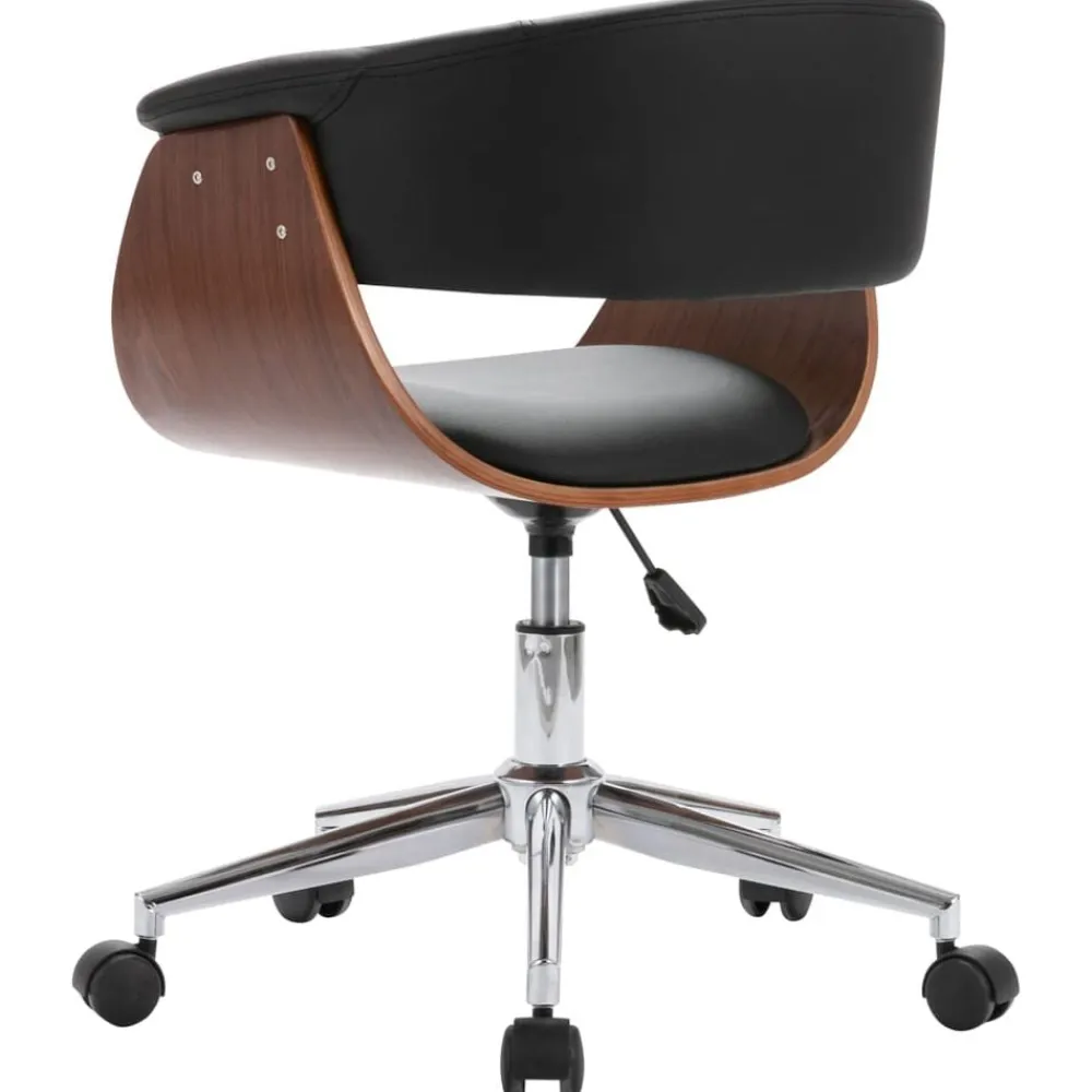 vidaXL Mobiliario De Oficina-Silla de oficina giratoria madera curvada cuero sintético negro