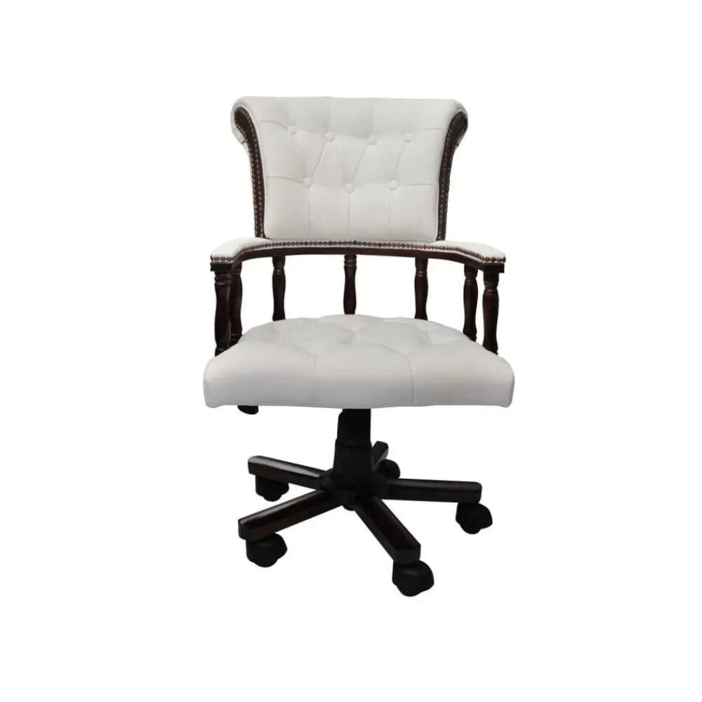 vidaXL Silla de oficina giratoria blanca Blanco New