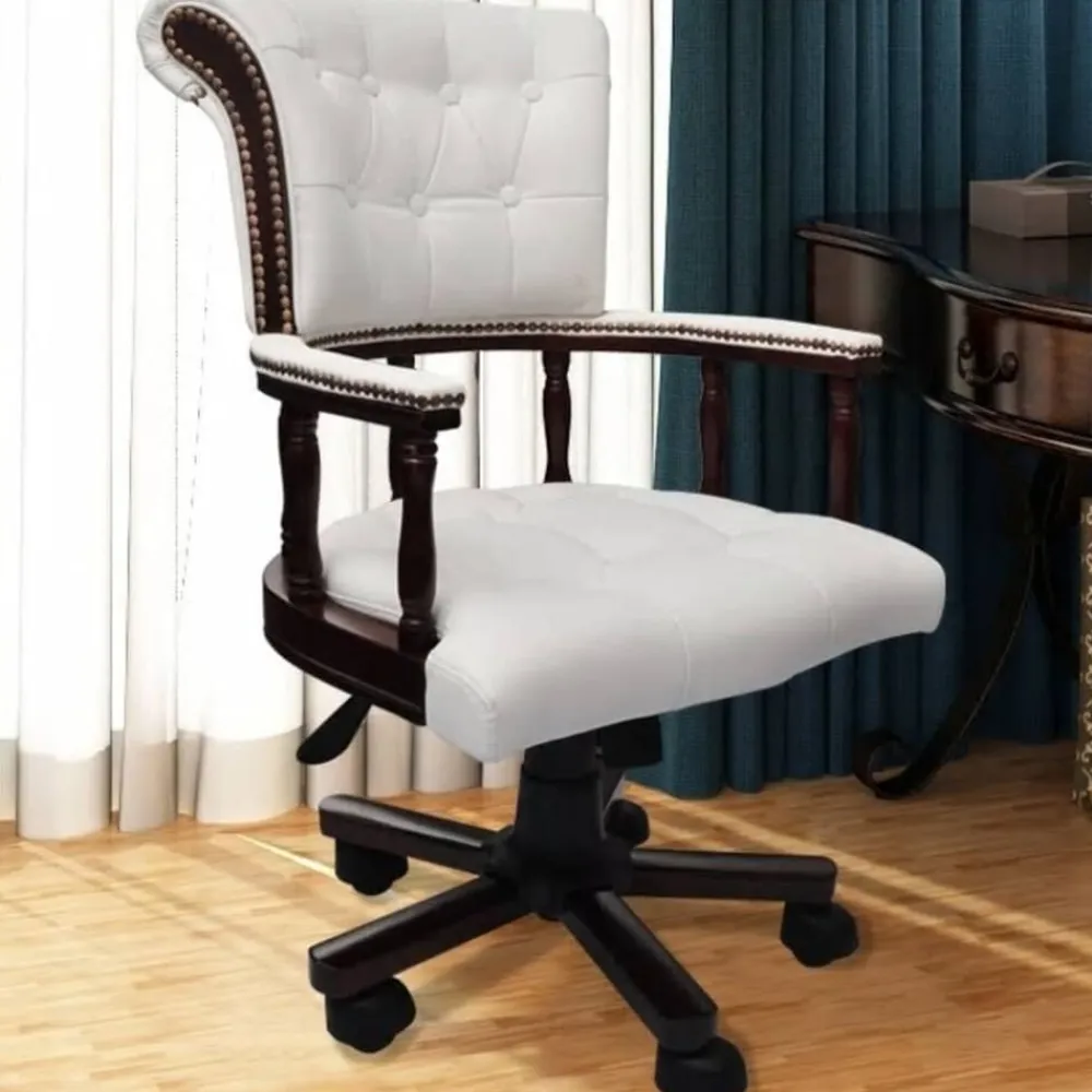 vidaXL Silla de oficina giratoria blanca Blanco New