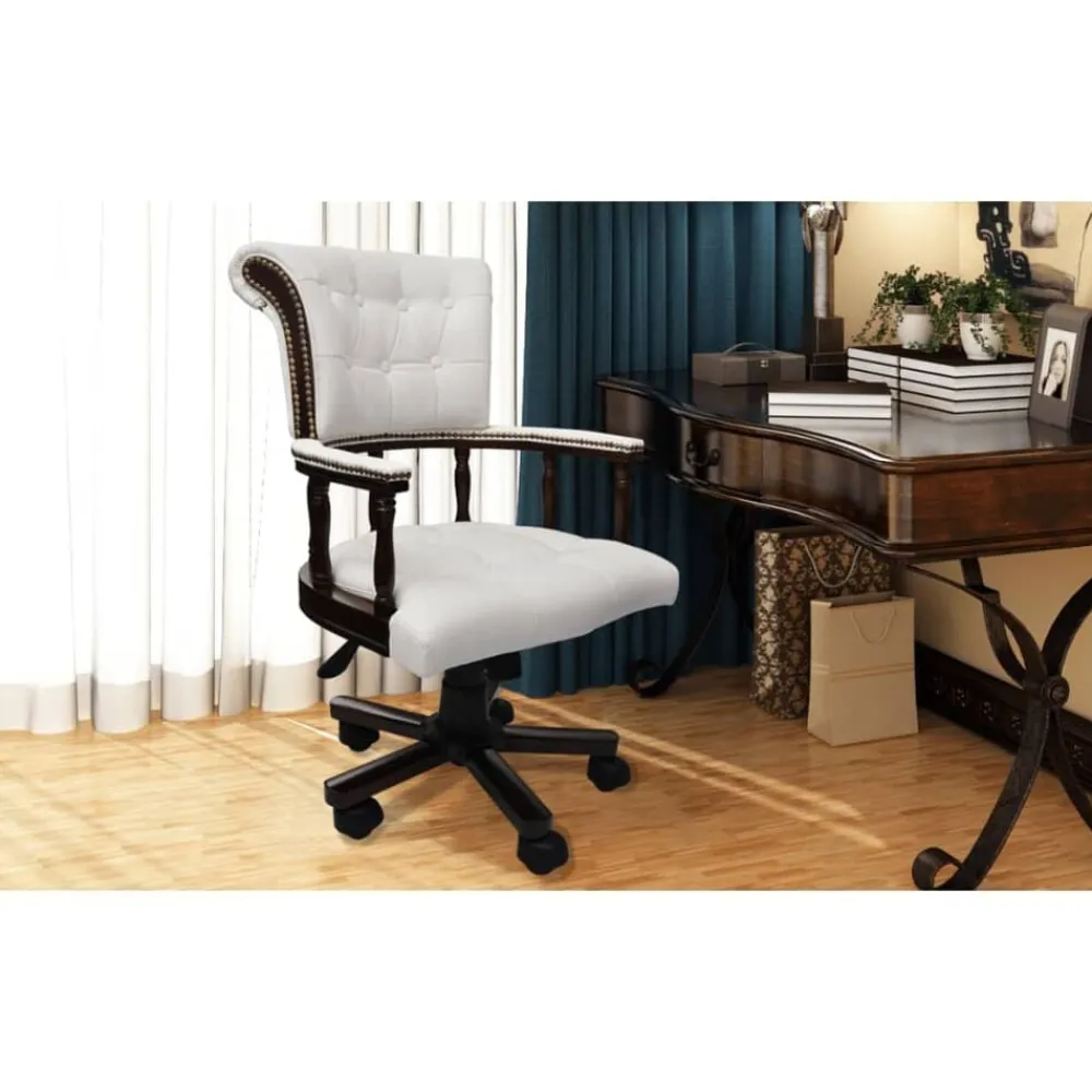 vidaXL Silla de oficina giratoria blanca Blanco New