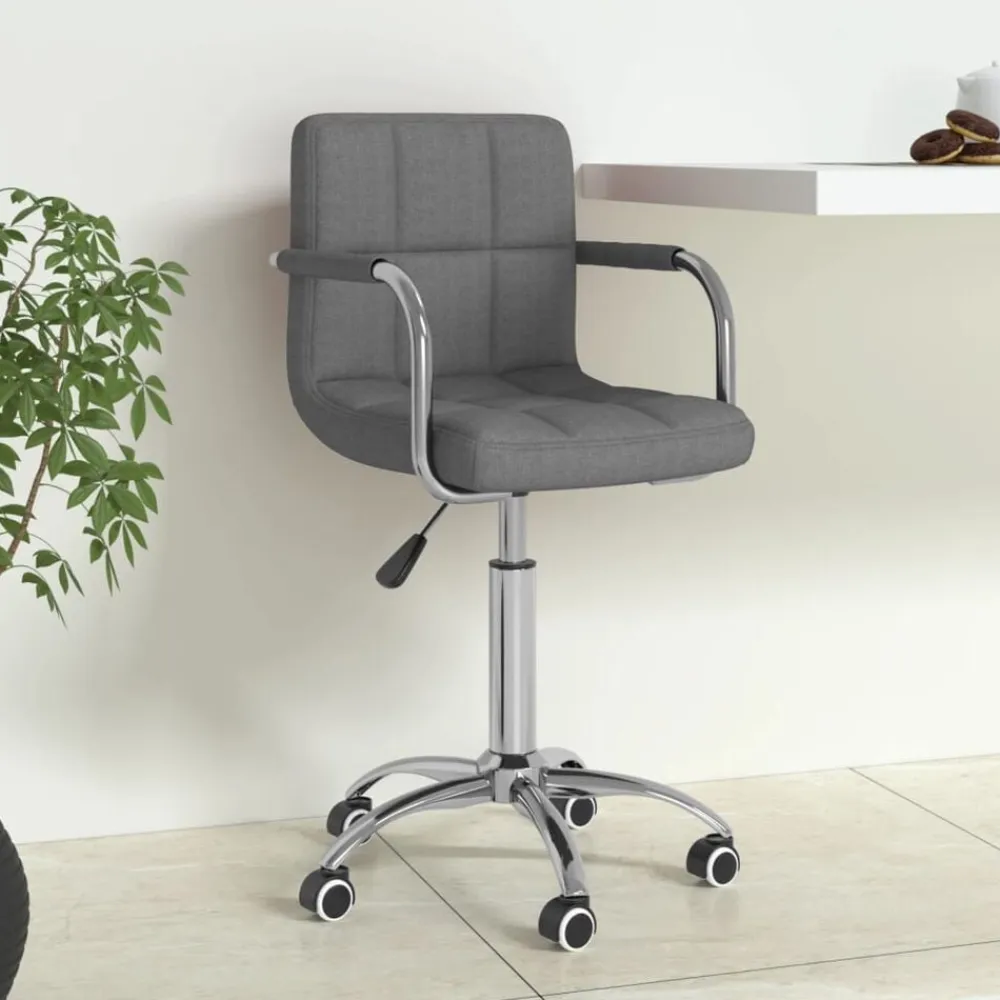 vidaXL Silla de oficina giratoria de tela Gris claro