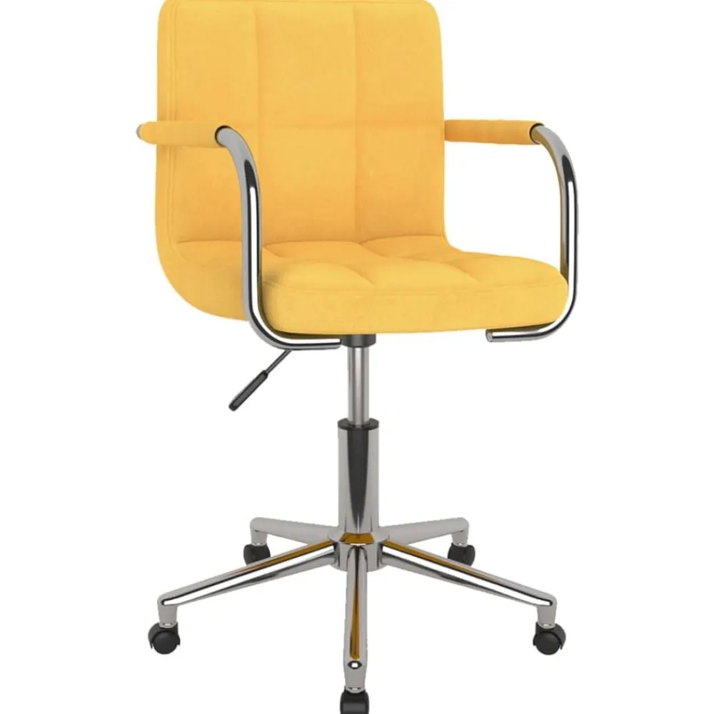 vidaXL Silla de oficina giratoria de tela amarilla mostaza Amarillo mostaza Clearance