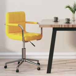 vidaXL Silla de oficina giratoria de tela amarilla mostaza Amarillo mostaza Clearance