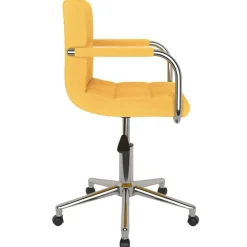 vidaXL Silla de oficina giratoria de tela amarilla mostaza Amarillo mostaza Clearance