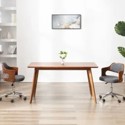 vidaXL Mobiliario De Oficina-Silla de oficina giratoria de madera curvada y tela