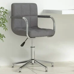 vidaXL Silla de oficina giratoria tela Gris oscuro