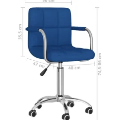 vidaXL Silla de oficina giratoria de tela Azul Best
