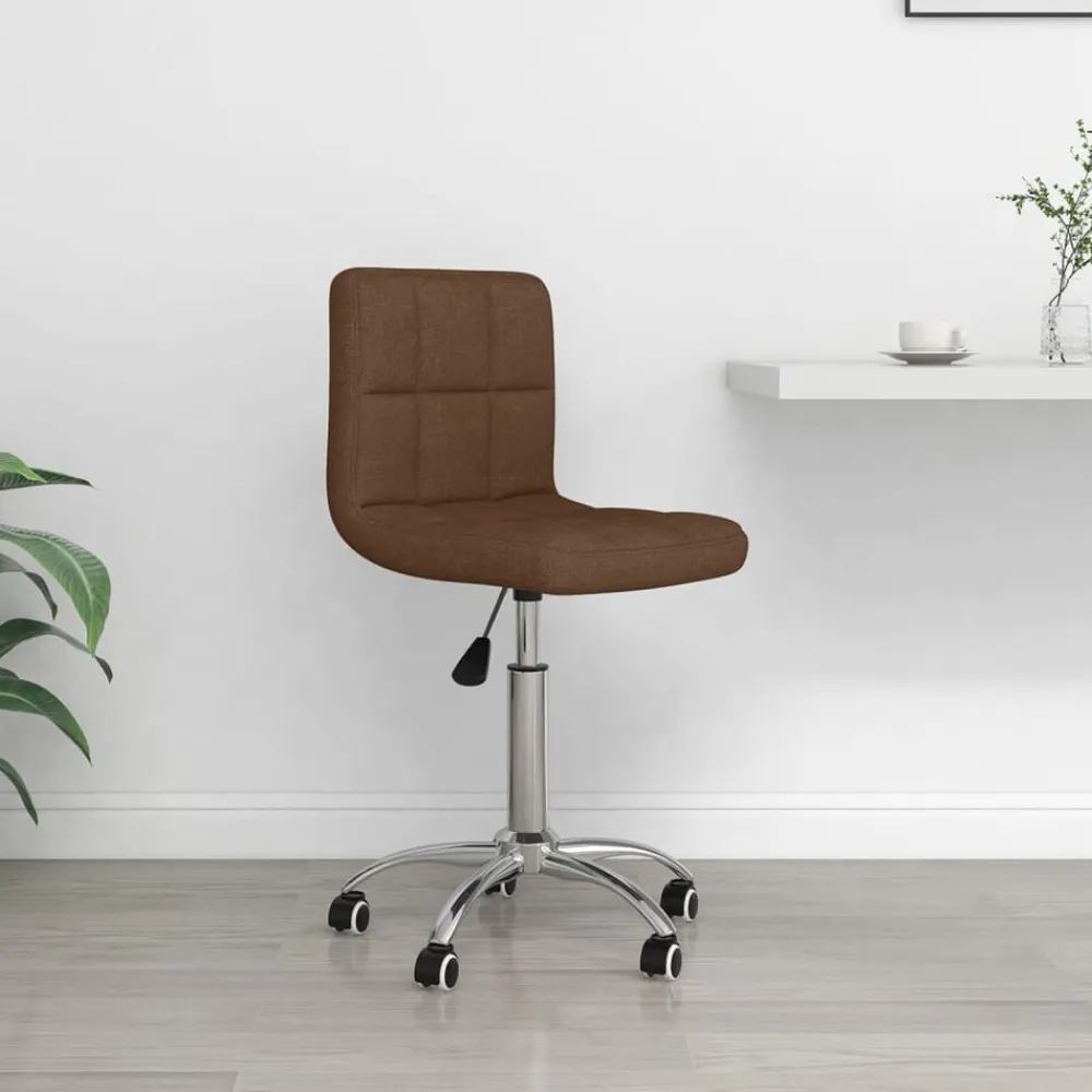 vidaXL Silla de oficina giratoria de tela marrón Marrón Discount