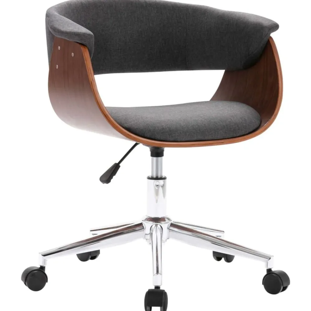 vidaXL Mobiliario De Oficina-Silla de oficina giratoria de madera curvada y tela