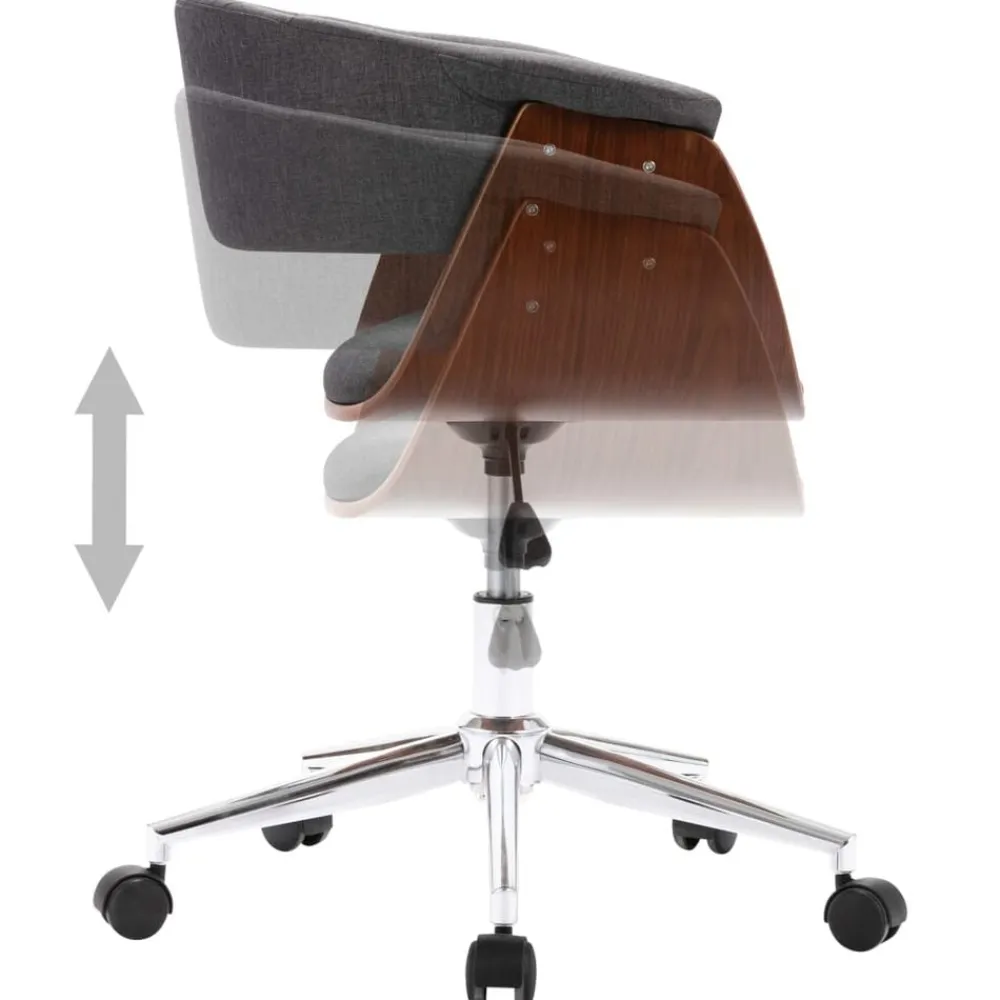 vidaXL Mobiliario De Oficina-Silla de oficina giratoria de madera curvada y tela
