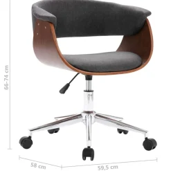 vidaXL Mobiliario De Oficina-Silla de oficina giratoria de madera curvada y tela