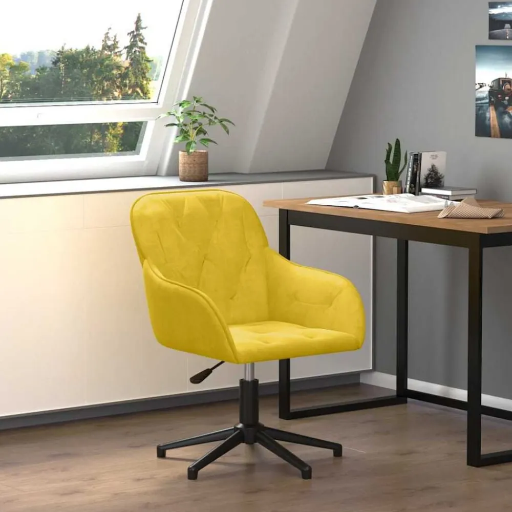 vidaXL Silla de oficina giratoria de terciopelo Amarillo