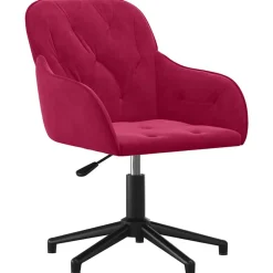 vidaXL Silla de oficina giratoria de terciopelo rojo tinto Rojo vino tinto Outlet