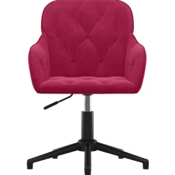 vidaXL Silla de oficina giratoria de terciopelo rojo tinto Rojo vino tinto Outlet