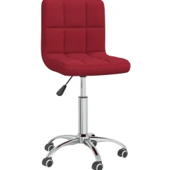 vidaXL Mobiliario De Oficina-Silla de oficina giratoria de tela color vino tinto