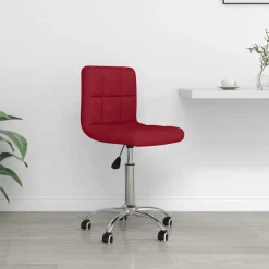 vidaXL Mobiliario De Oficina-Silla de oficina giratoria de tela color vino tinto