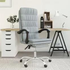 vidaXL Mobiliario De Oficina-Silla de oficina reclinable de tela