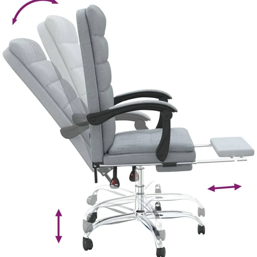 vidaXL Mobiliario De Oficina-Silla de oficina reclinable de tela