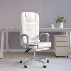 vidaXL Mobiliario De Oficina-Silla de oficina reclinable masaje cuero sintético