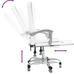 vidaXL Mobiliario De Oficina-Silla de oficina reclinable masaje cuero sintético