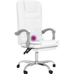 vidaXL Mobiliario De Oficina-Silla de oficina reclinable masaje cuero sintético