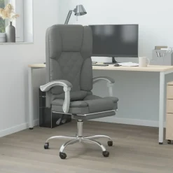 vidaXL Mobiliario De Oficina-Silla de oficina reclinable con masaje de tela