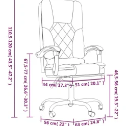 vidaXL Mobiliario De Oficina-Silla de oficina reclinable con masaje de tela