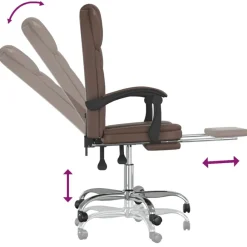 vidaXL Mobiliario De Oficina-Silla de oficina reclinable cuero sintético marrón