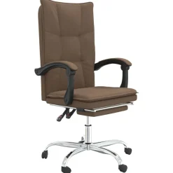 vidaXL Silla de oficina reclinable de tela marrón Marrón Outlet