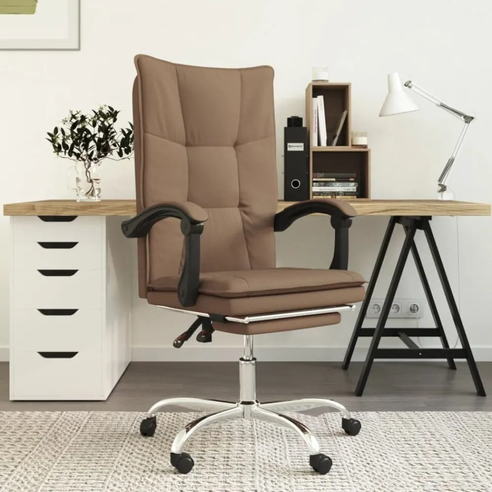 vidaXL Silla de oficina reclinable de tela marrón Marrón Outlet