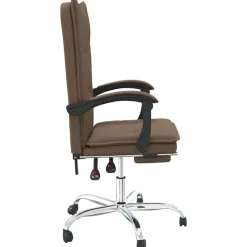 vidaXL Silla de oficina reclinable de tela marrón Marrón Outlet