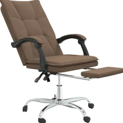 vidaXL Silla de oficina reclinable de tela marrón Marrón Outlet