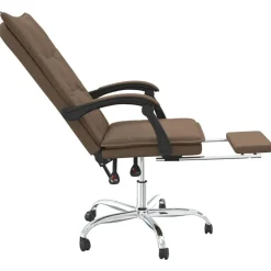 vidaXL Silla de oficina reclinable de tela marrón Marrón Outlet