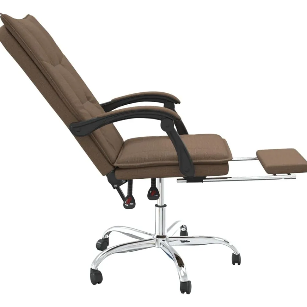 vidaXL Silla de oficina reclinable de tela marrón Marrón Outlet