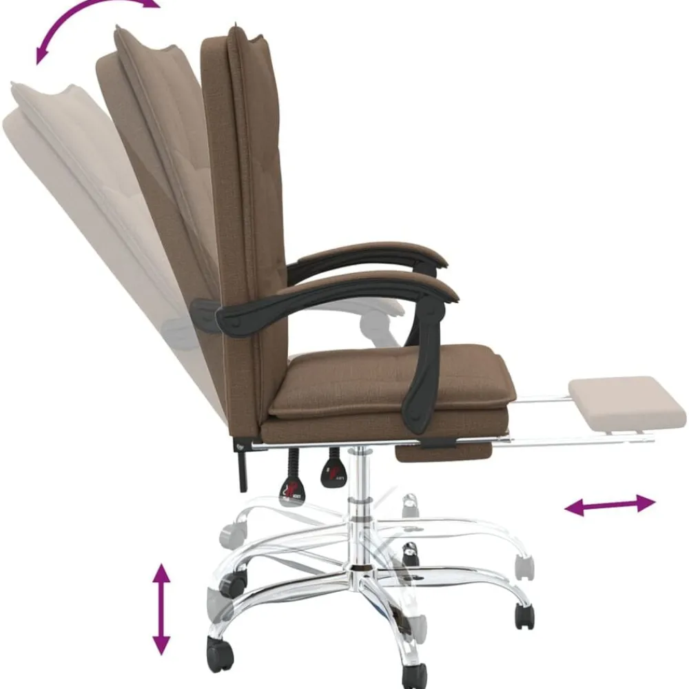 vidaXL Silla de oficina reclinable de tela marrón Marrón Outlet