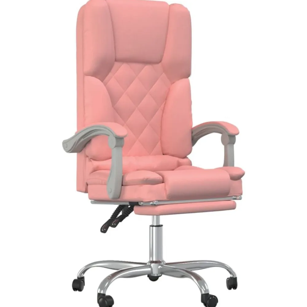 vidaXL Silla de oficina reclinable masaje cuero sintético Rosa New