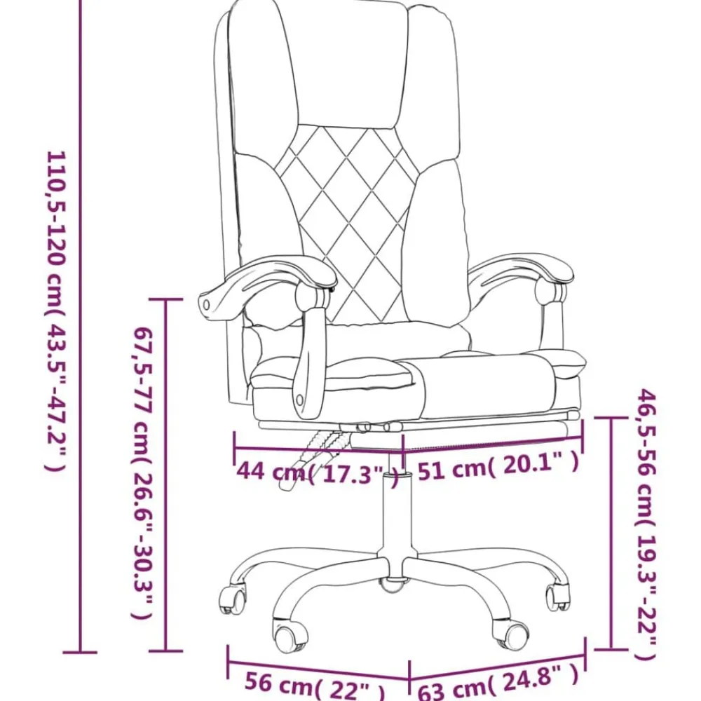 vidaXL Silla de oficina reclinable masaje cuero sintético Rosa New