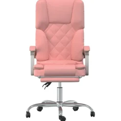 vidaXL Silla de oficina reclinable masaje cuero sintético Rosa New