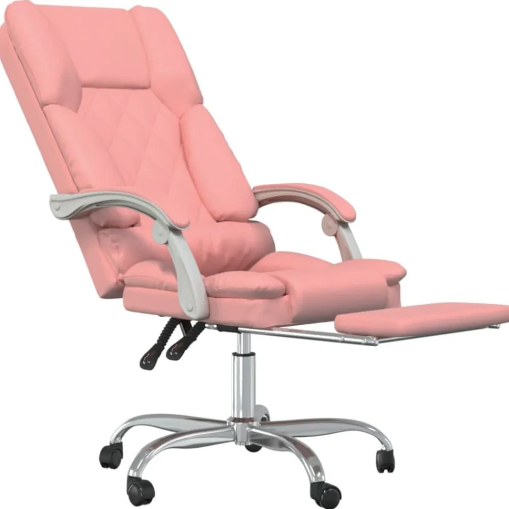 vidaXL Silla de oficina reclinable masaje cuero sintético Rosa New