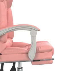 vidaXL Silla de oficina reclinable masaje cuero sintético Rosa New