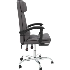 vidaXL Silla de oficina reclinable masaje cuero sintético Gris
