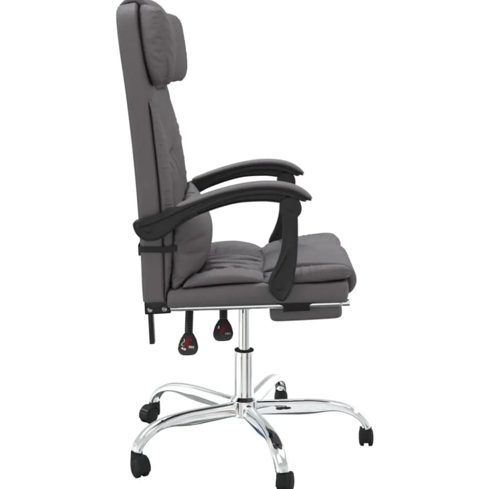 vidaXL Silla de oficina reclinable masaje cuero sintético Gris